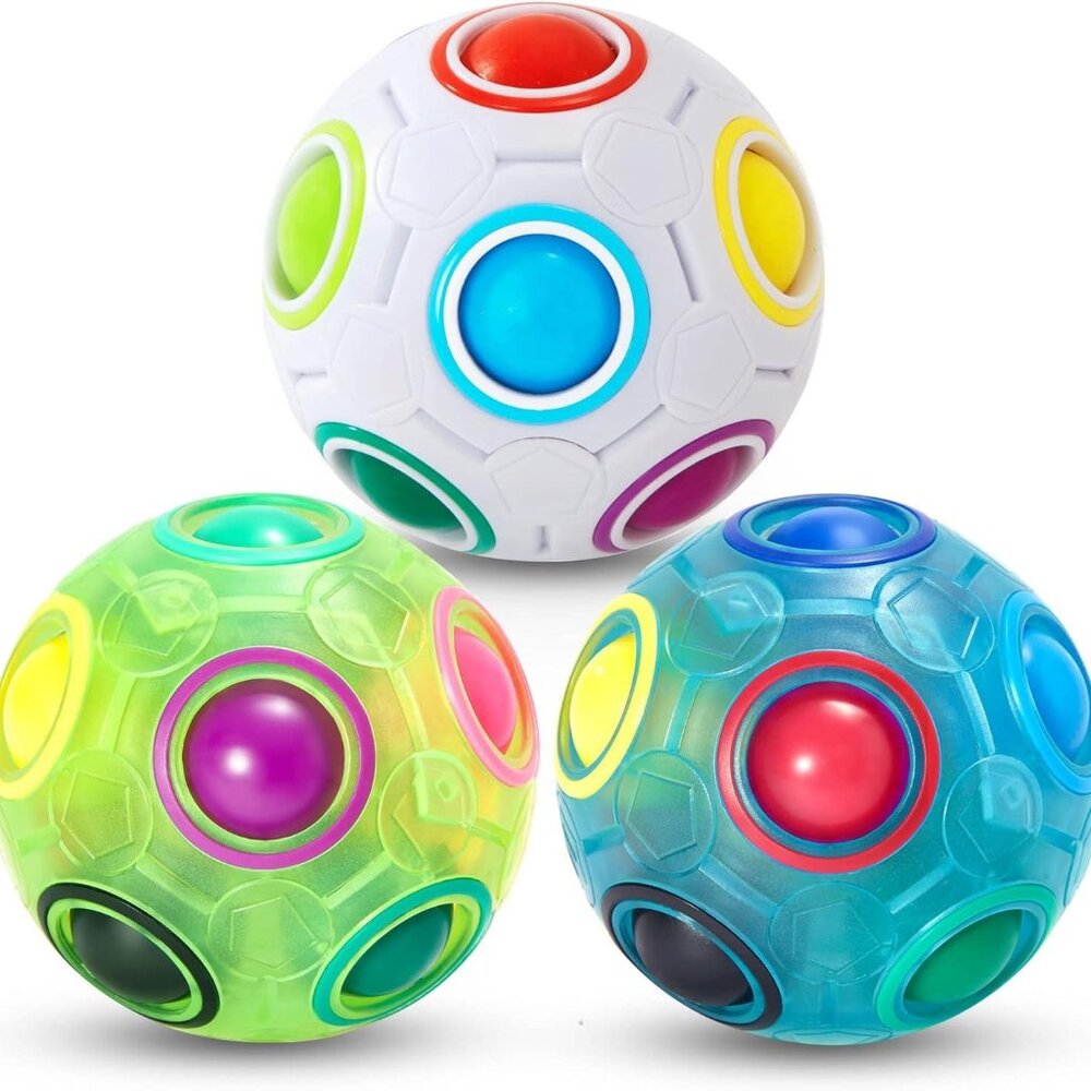 Rainbow Puzzle Ball Fidget Fun Stress Reliever Magic Ball Brain Teaser toy3Balls